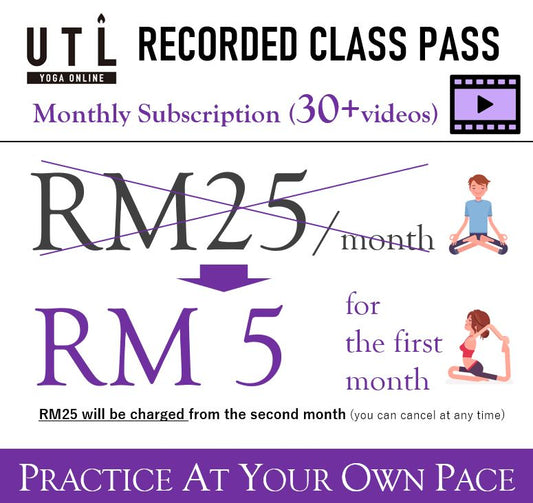 MONTHLY UNLIMITED RECORDED CLASS PASS (first month RM5 with promo code "ownpace5")