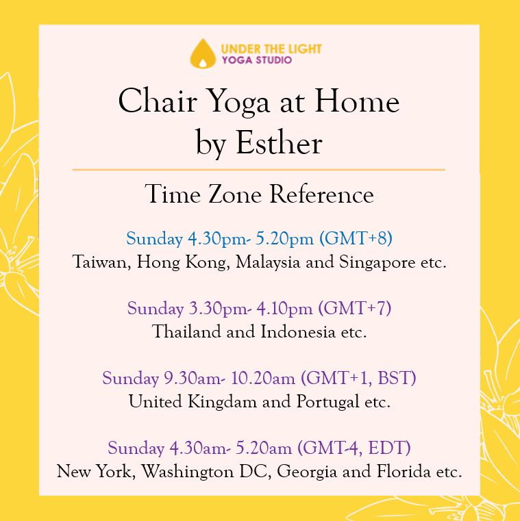[Online] Chair Yoga at Home by Esther (50 min) at 4.30pm Sun on 21 June 2020 -finished