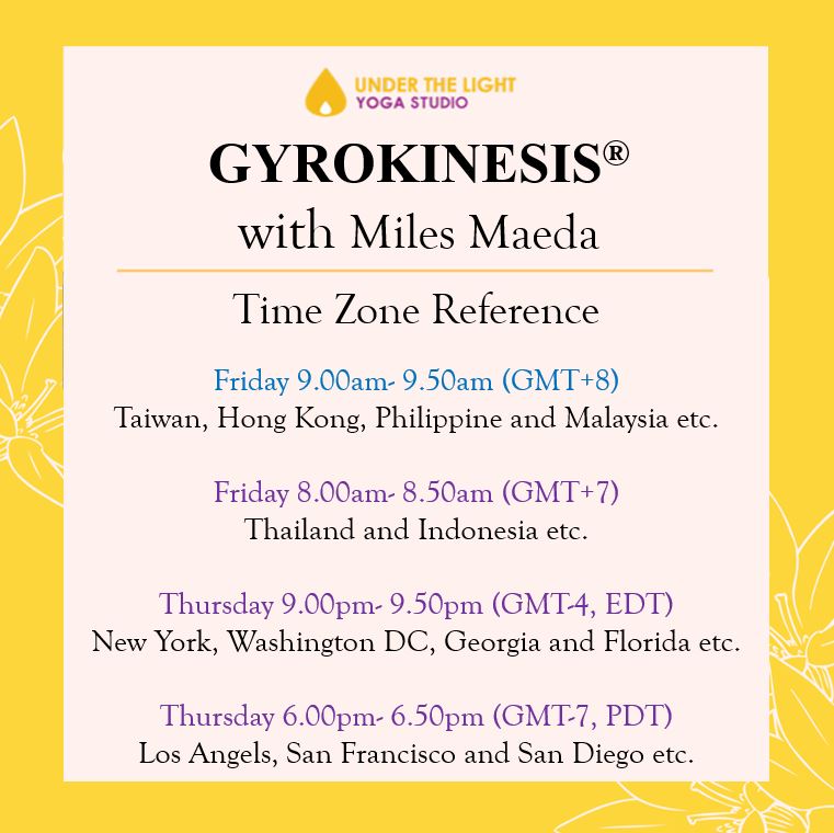 [Online] GYROKINESIS® with Miles Maeda (50 min) at 9am Fri on 3 July 2020 - finished