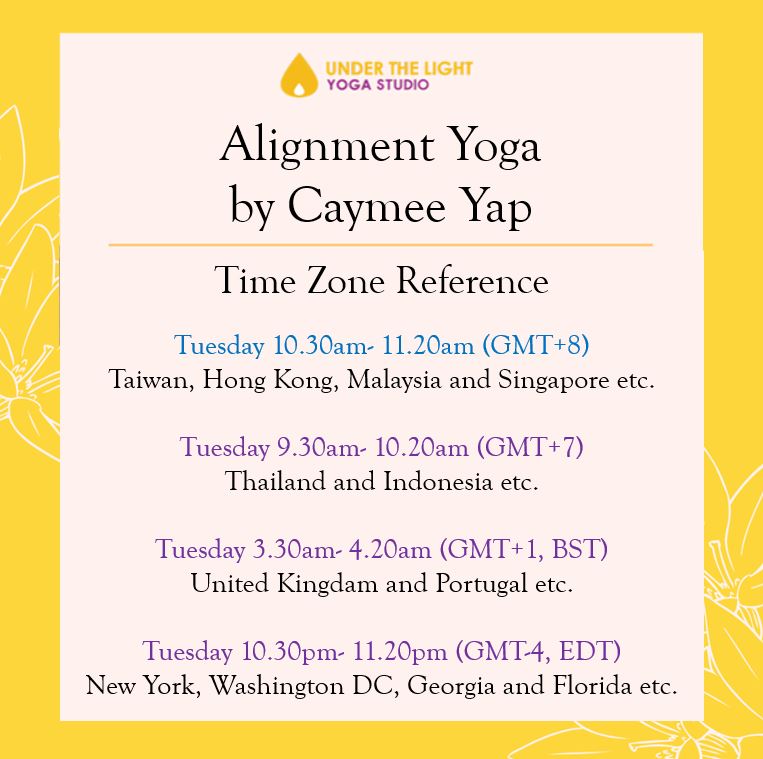 [Online] Alignment yoga by Caymee Yap (50 min) at 10.30am Tue on 9 June 2020 -finished