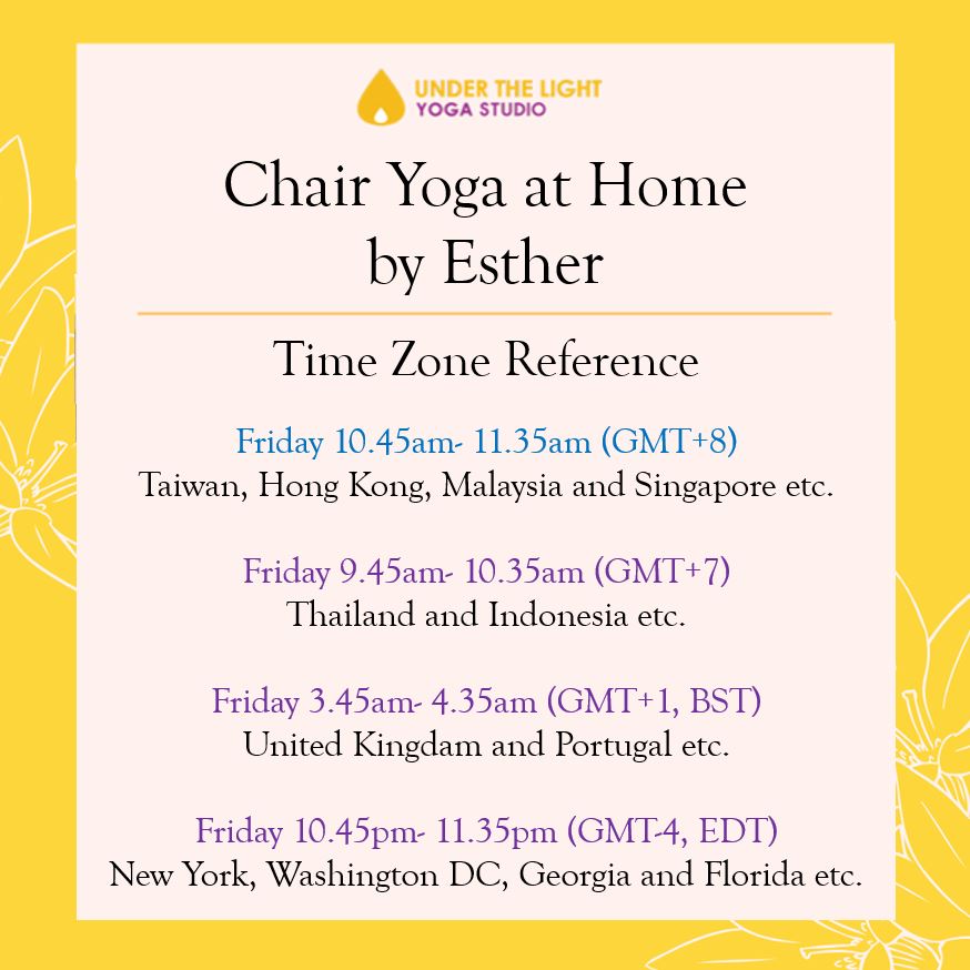 [Online] Chair Yoga at Home by Esther (50 min) at 10.45am Fri on 15 May 2020 -finished